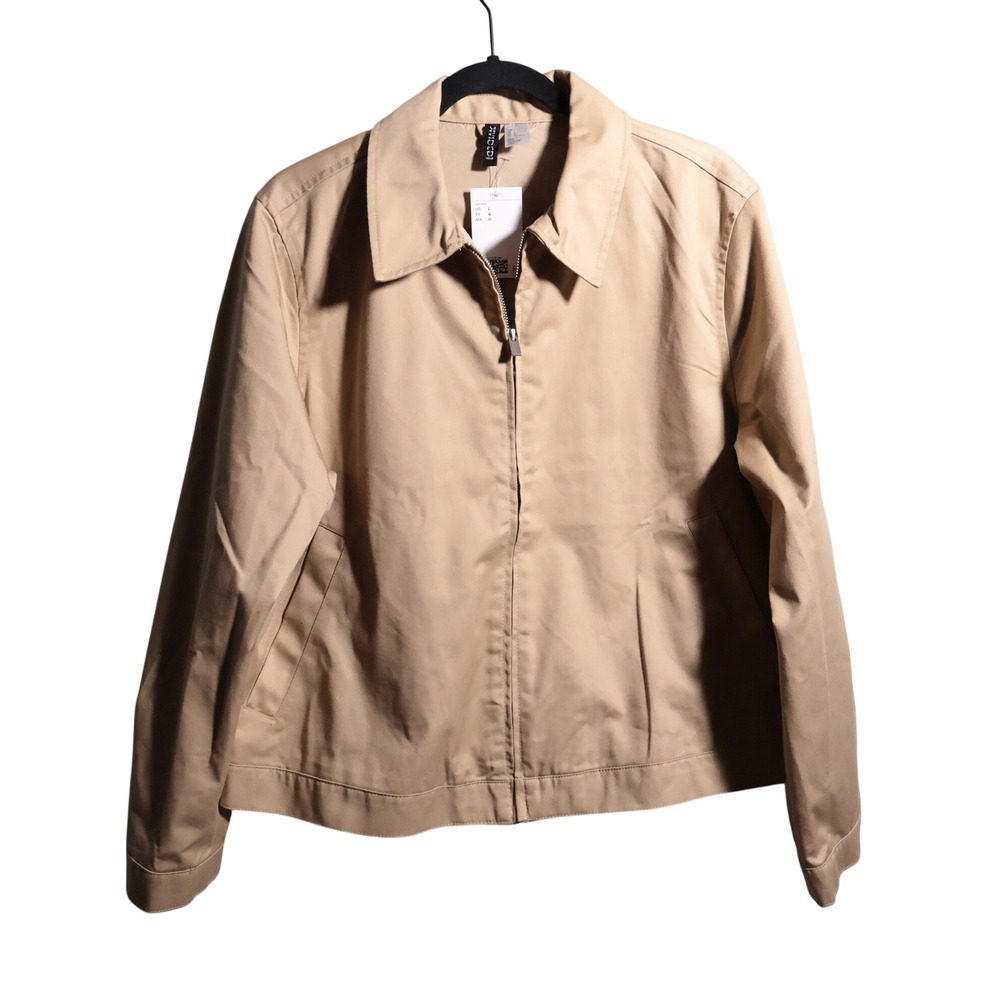 NWT Divided H&M Pilot Mechanic Jacket Beige Khaki Zip Up Collared Mens L Classic